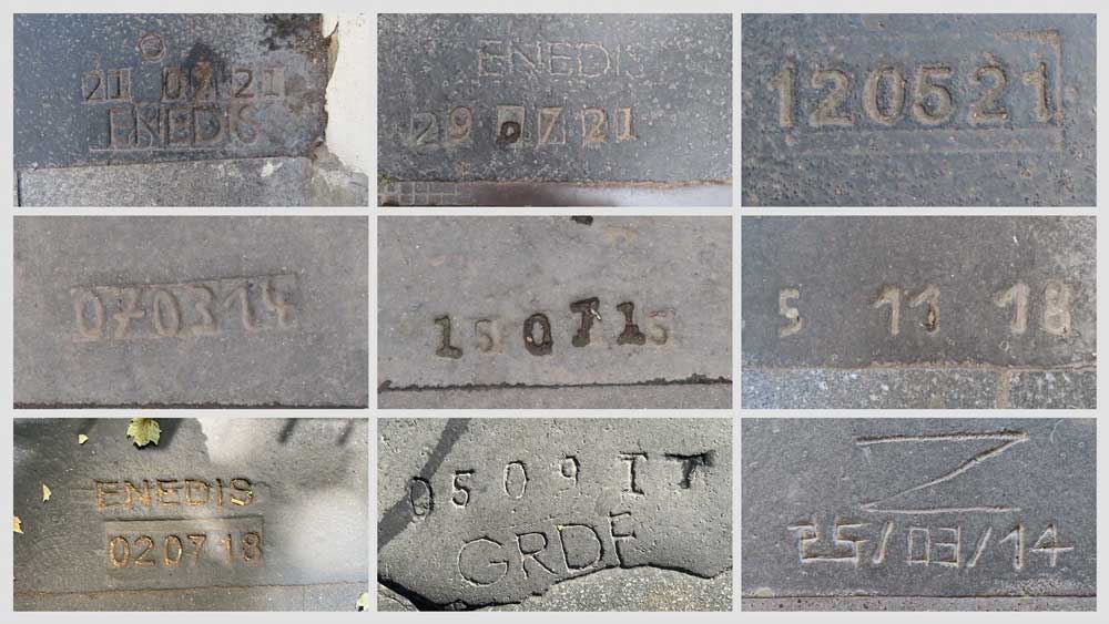 Overal datums in het asfalt op de stoepen van Parijs!