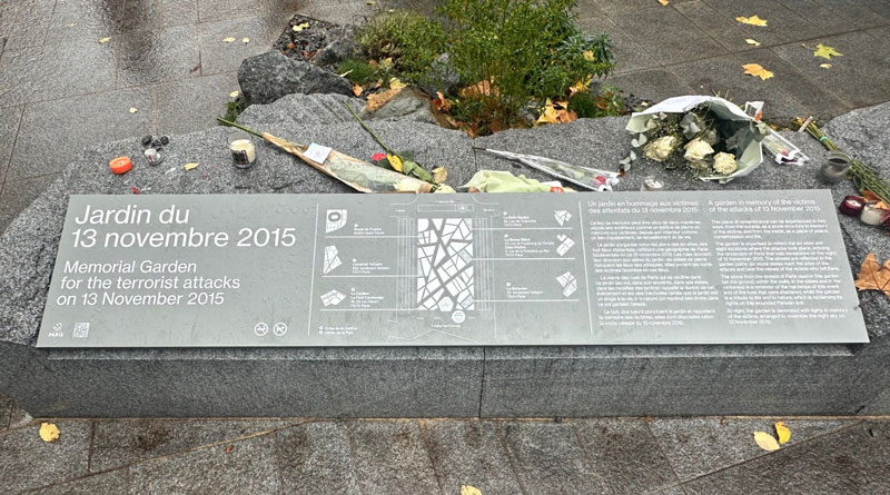 Tuin ter ere van de slachtoffers bij de aanslagen op 13 november 2015 in Parijs
