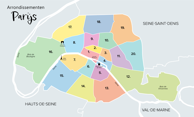 Overzicht arrondissementen Parijs