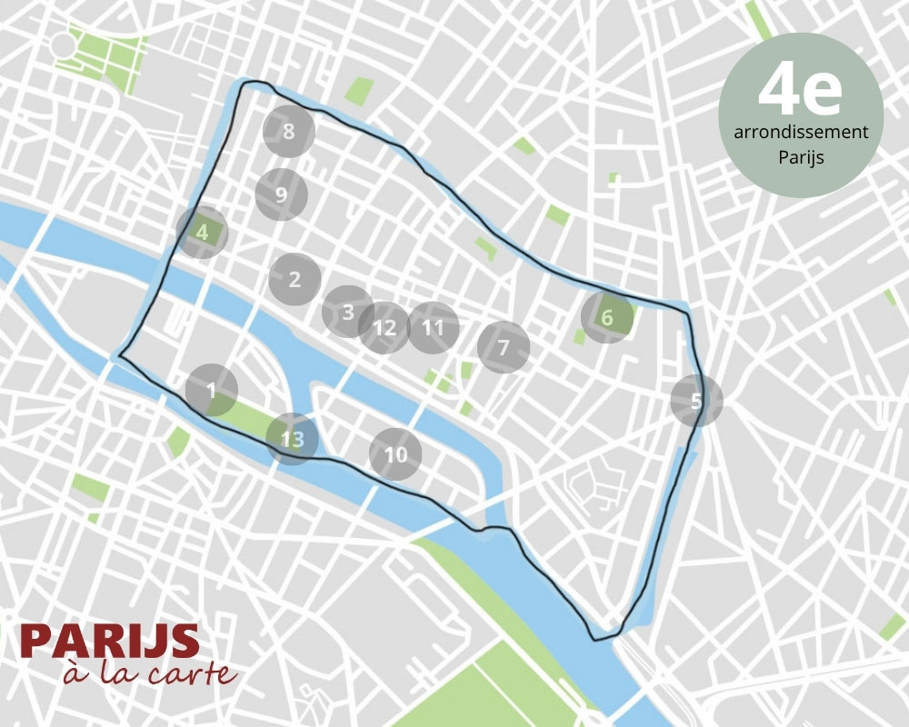 kaart 4e arrondissement in Parijs: tips en bezienswaardigheden