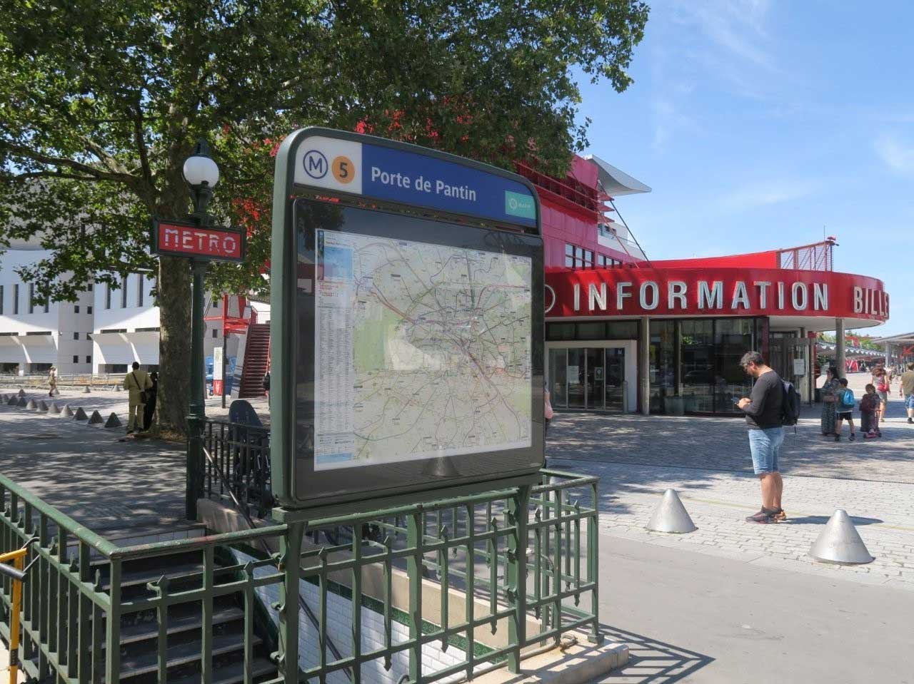 Metro Porte de Pantin voor een bezoek aan Parc de la Villette